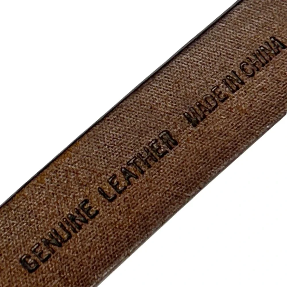 Relativity Brown Genuine Leather Belt Silver Buckle Metal Tip Large (30